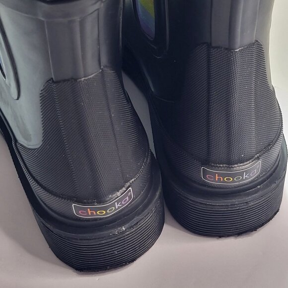 Chooka Black Rainboot LGBTQ+ Pride Eastlake Chelsea Boot Women's Size 7 - Picture 6 of 8